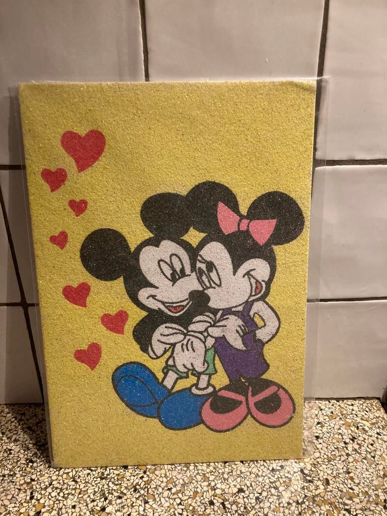 Zandtekening mickey en minnie, Ophalen of Verzenden, Mickey Mouse, Zo goed als nieuw