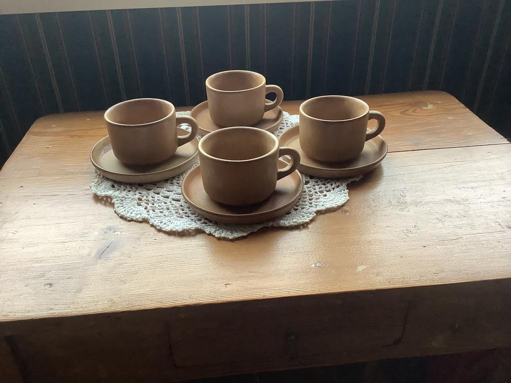 Vintage servies Vieux Gres  4 expresso kop en schotels, Antiek en Kunst, Ophalen of Verzenden