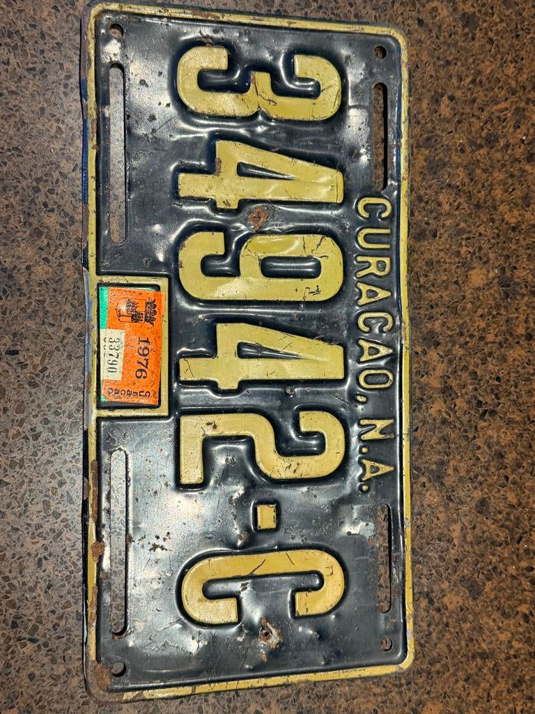 Curacao Nummerplaat - Vintage 34942-G, Verzamelen, Automerken, Motoren en Formule 1, Gebruikt, Auto's, Ophalen of Verzenden