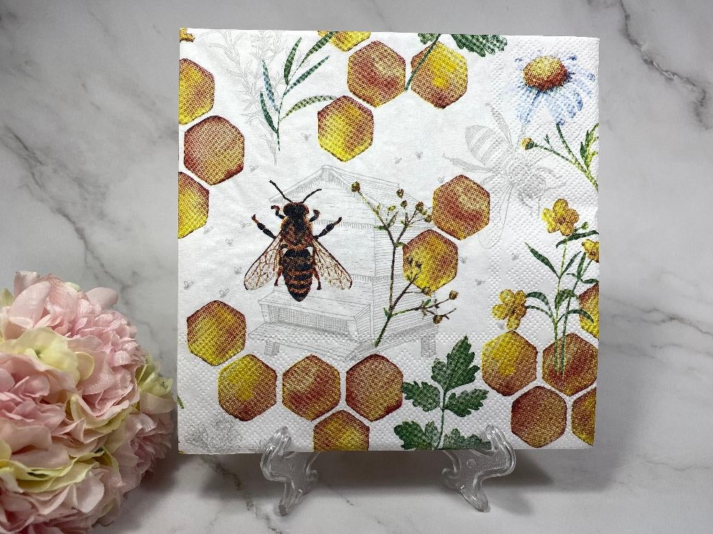 knutsel servetten - honingraat / bij - decoupage nr M119, Ophalen of Verzenden, Nieuw