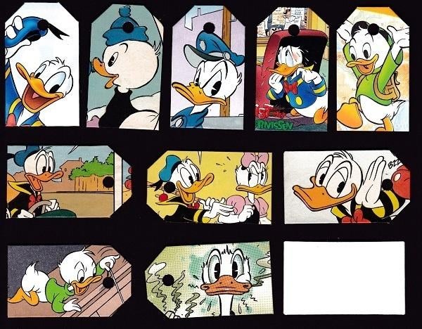 0059) donald duck labeltjes, Verzamelen, Disney, Zo goed als nieuw, Overige typen, Donald Duck, Ophalen of Verzenden