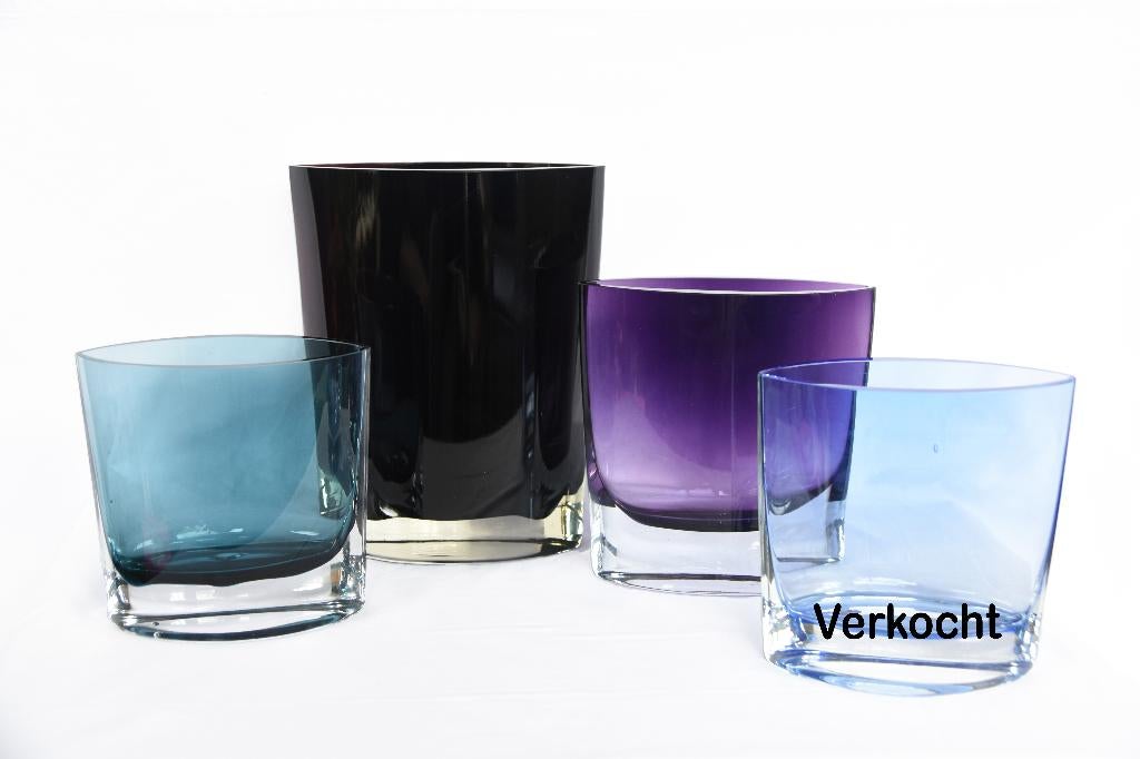 Vintage Krosno vazen, Overige kleuren, Ophalen of Verzenden, Minder dan 50 cm, Glas