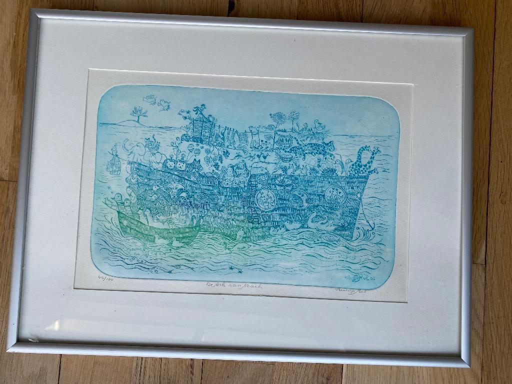 Ets ark Noach van Truusje Mul . kind/babykamer, Antiek en Kunst, Ophalen of Verzenden