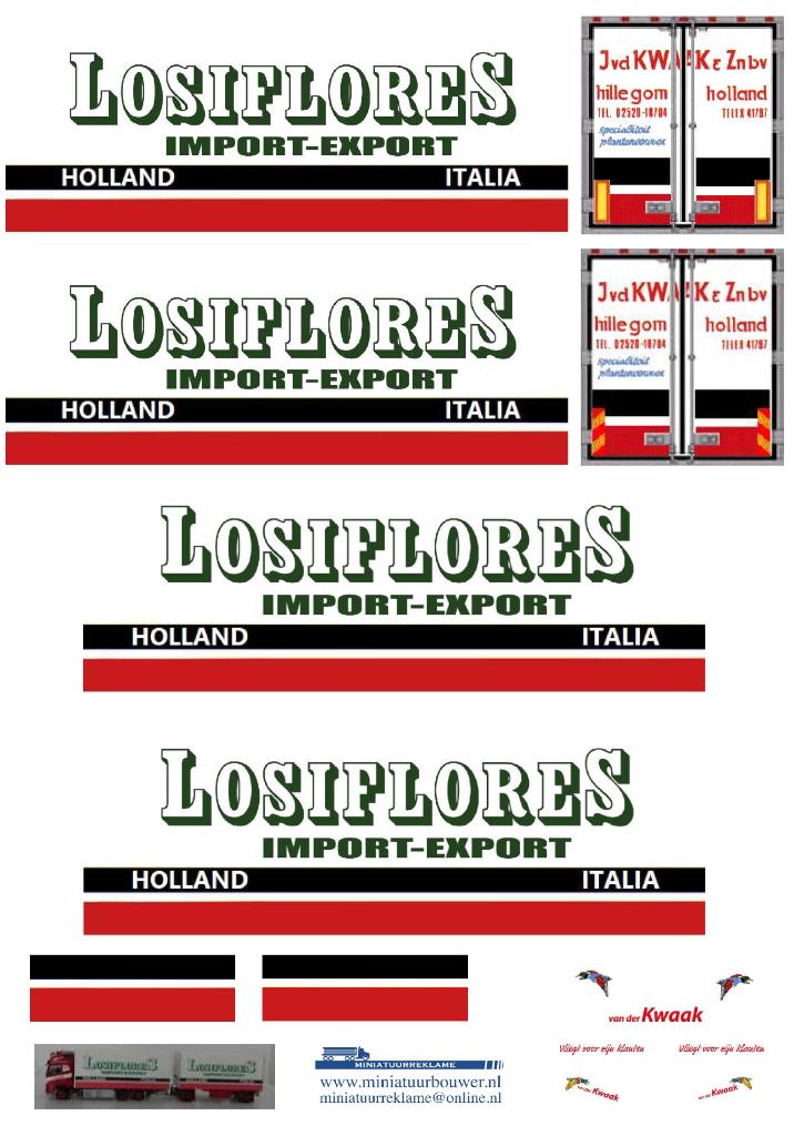 Vrachtauto decal 1:50 v/d Kwaak Hillegom (combi) Losiflores, Verzenden, Nieuw, Bus of Vrachtwagen, Overige merken