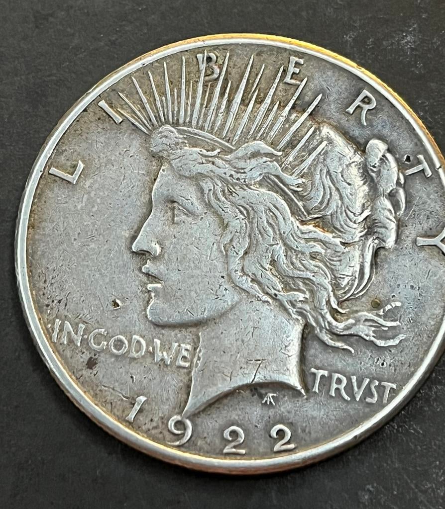 Antieke Zilveren Peace Dollar USA 1922, Verzenden, Noord-Amerika, Losse munt, Zilver