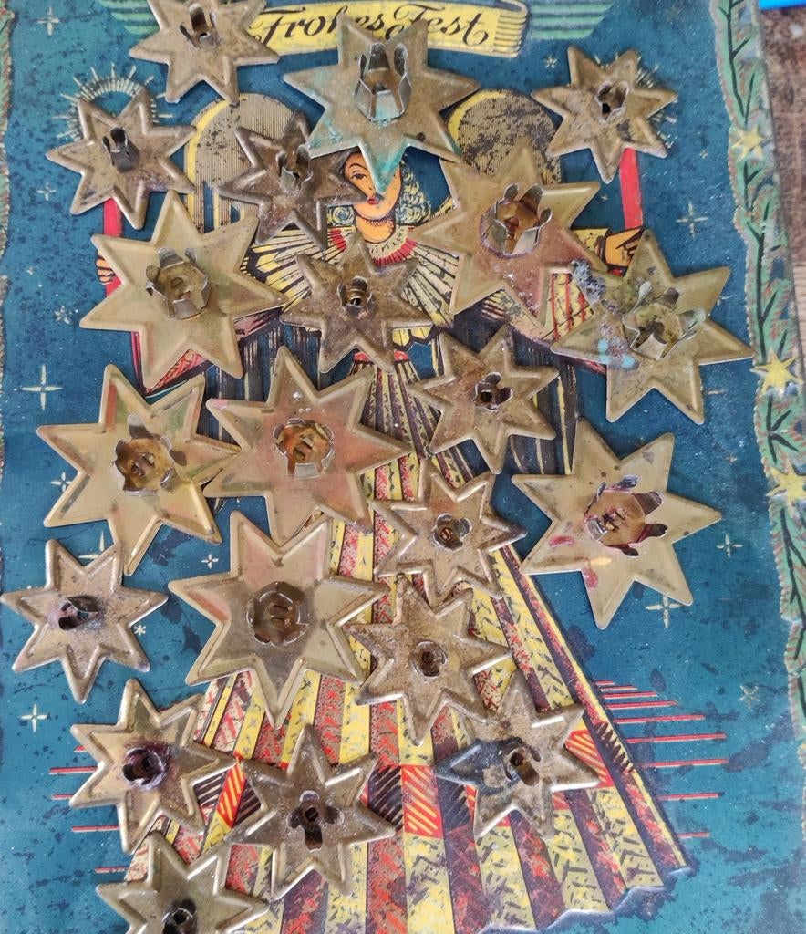 Oude kaarsenhouders koperen sterren, Diversen, Kerst, Ophalen of Verzenden