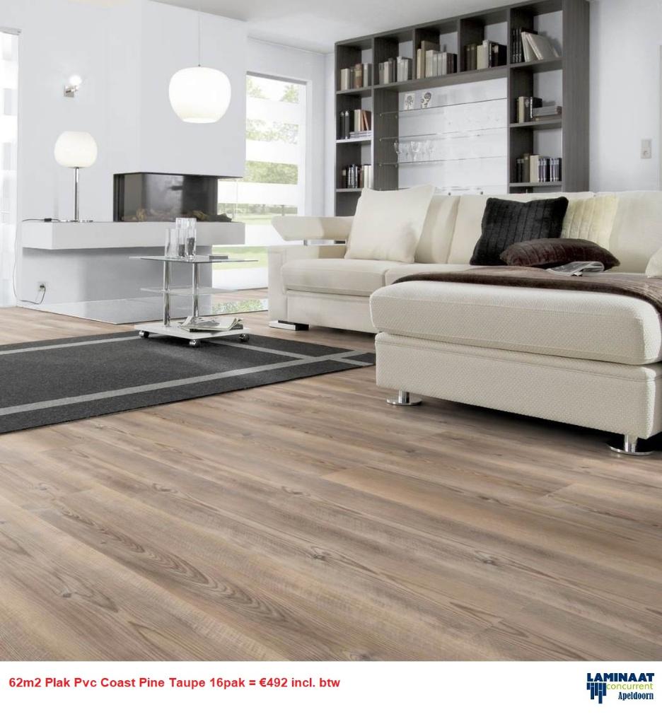 62m2 Plak Pvc Coast Pine Taupe 16pak = €492 incl. btw
