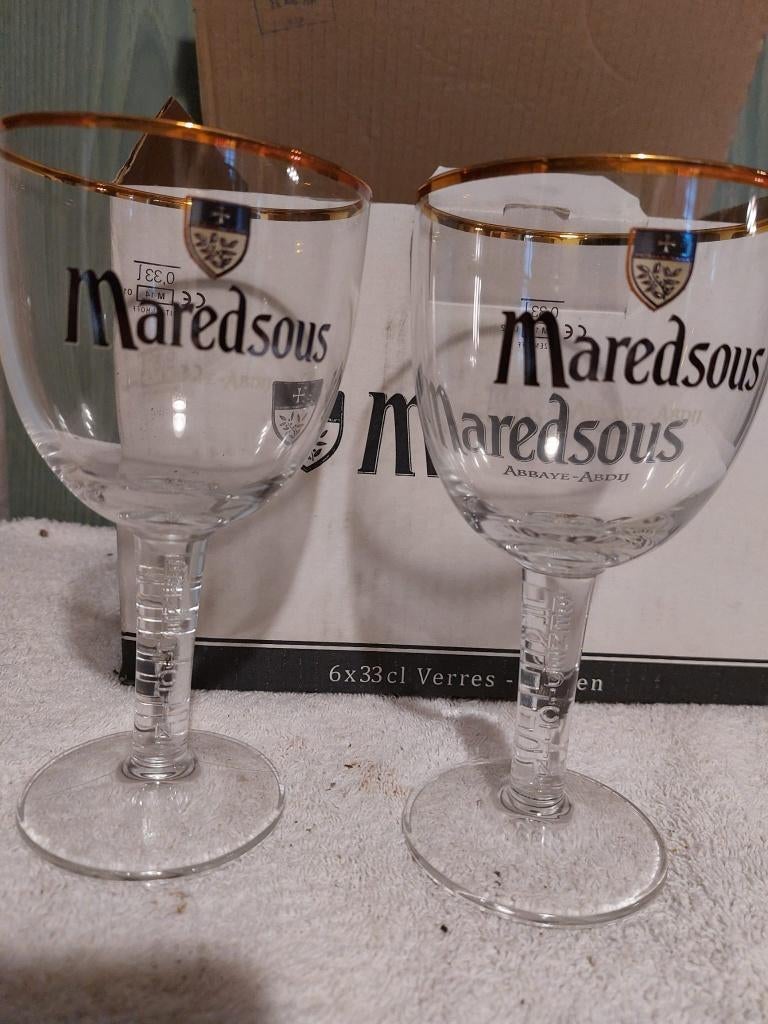 10 oude kristallen glazen MAREDSOUS, Verzamelen, Ophalen of Verzenden, Nieuw, Bierglas