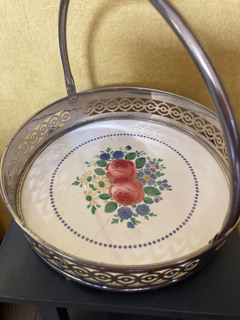 Dienblaadje keramiek bloemmotief, Ophalen of Verzenden