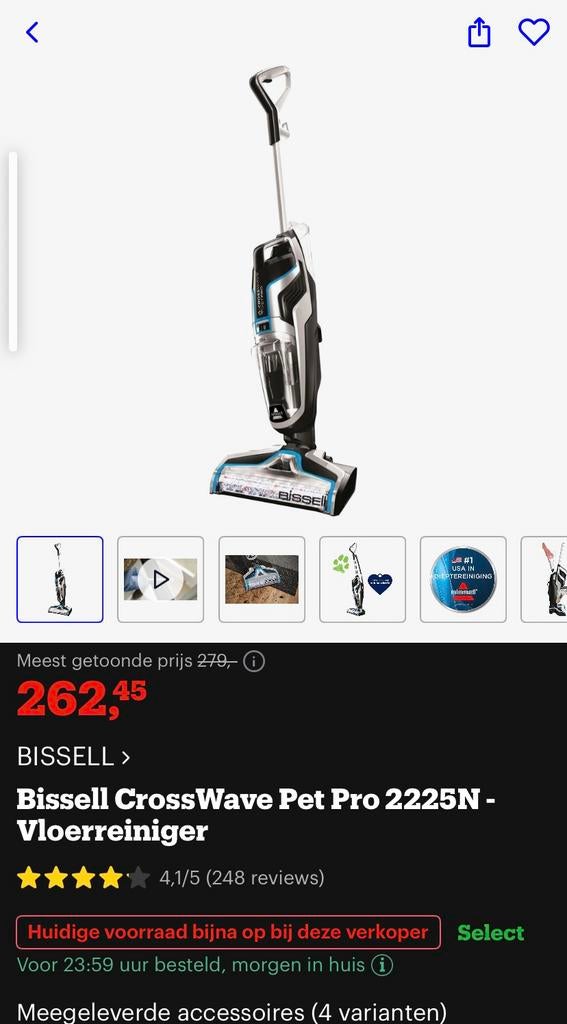 Bissell Crosswave Pet pro zo goed als nieuw, Stofzuiger, Ophalen of Verzenden, Zo goed als nieuw, Minder dan 1200 watt