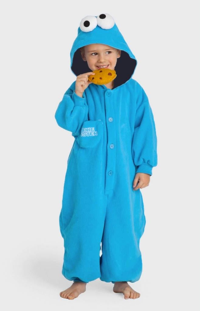 Koekiemonster onesie 128-134 Pak Kostuum Blauw *defect, Ophalen of Verzenden, Nieuw, 122 t/m 128, Jongen of Meisje