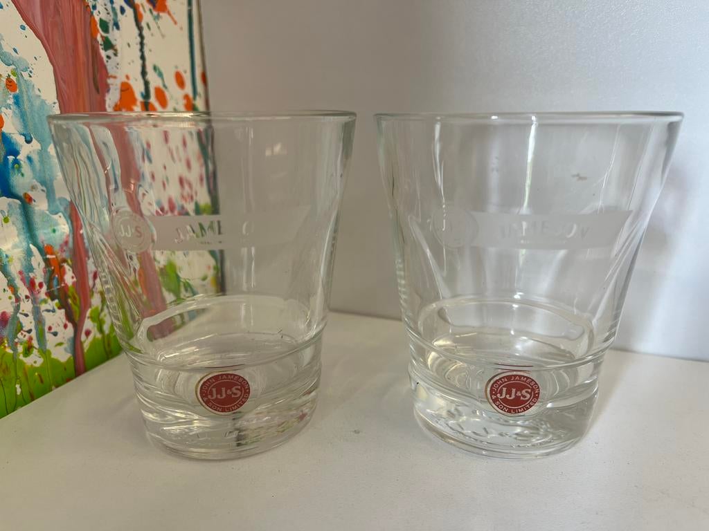 John Jameson glazen set van 2 glazen, Ophalen of Verzenden, Nieuw, Borrel- of Shotglas