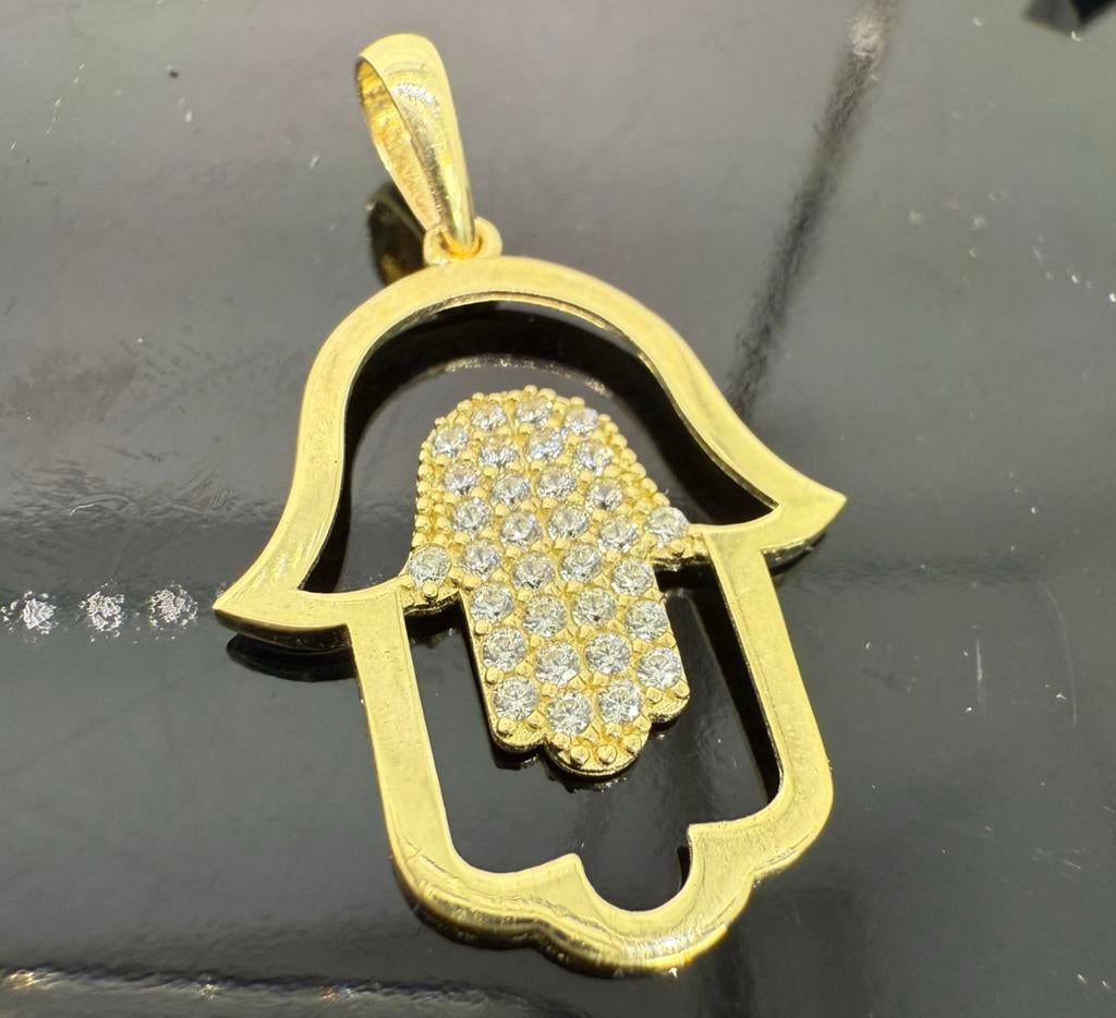 Prachtige 14 karaats gouden fatima hand hanger, Ophalen of Verzenden, Nieuw, Goud, Goud