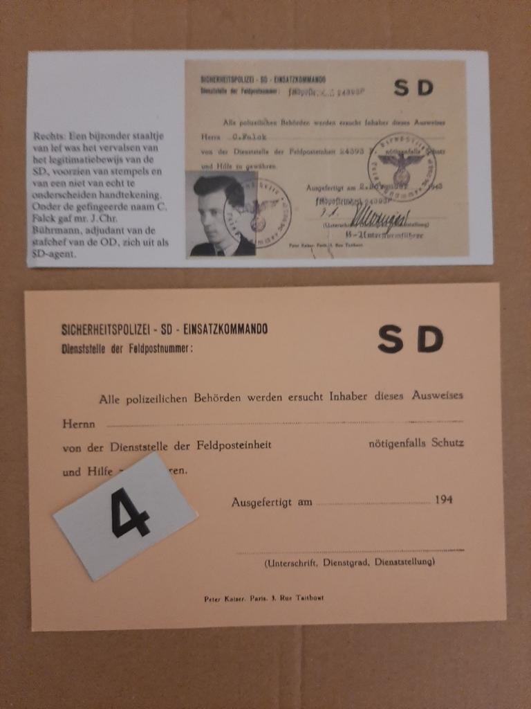 Persoonsbewijs Sicherheitsdienst SD Politie Verzet, Verzamelen, Militaria | Tweede Wereldoorlog, Ophalen of Verzenden, Landmacht