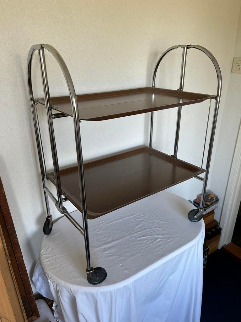 Bremshey Co Vintage Opklapbare Chromen Serveerwagen Dinette, Antiek en Kunst, Antiek | Woonaccessoires, Ophalen of Verzenden