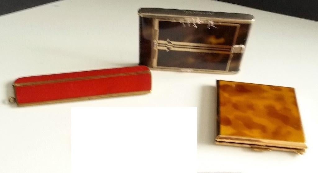 2 POEDER COMP, OUDE POEDERDOZEN EN KAM IN UITSTEKENDE STAAT, Verzenden, Zo goed als nieuw, Gehele gezicht, Make-up