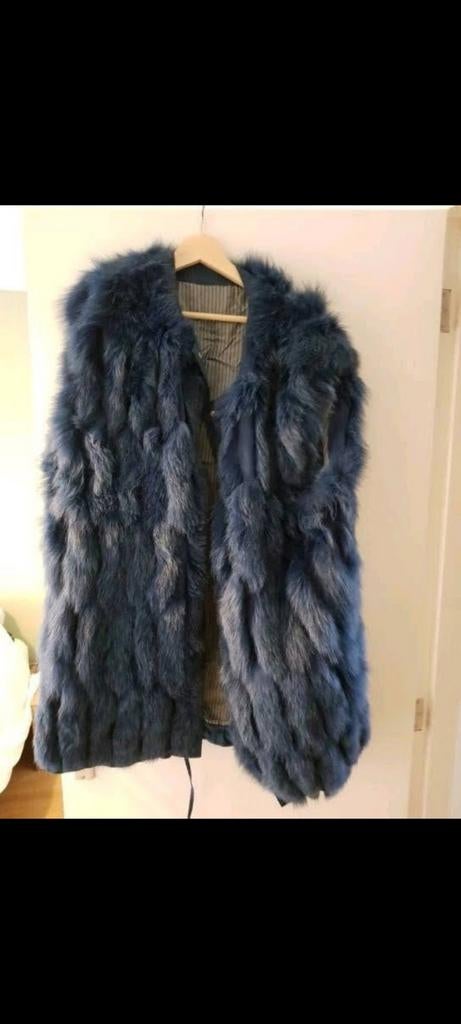 Blauwe vossenbont gilet maat L/XL - Zo goed als nieuw, Ophalen of Verzenden, Zo goed als nieuw, Maat 46/48 (XL) of groter, Blauw