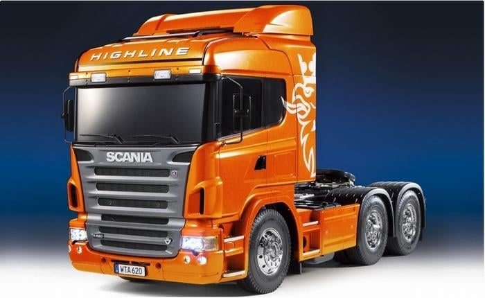 Tamiya RC vrachtwagen 23689, 1:14 Scania R620 metalic oranje, Italeri, 1:32 tot 1:50, Nieuw, Ophalen of Verzenden