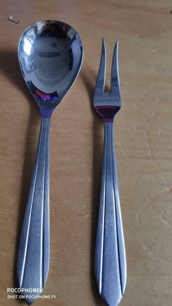 Cocktail vorkje en lepel 'VOORSCHOTEN" 1930, Antiek en Kunst, Antiek | Bestek, Ophalen of Verzenden