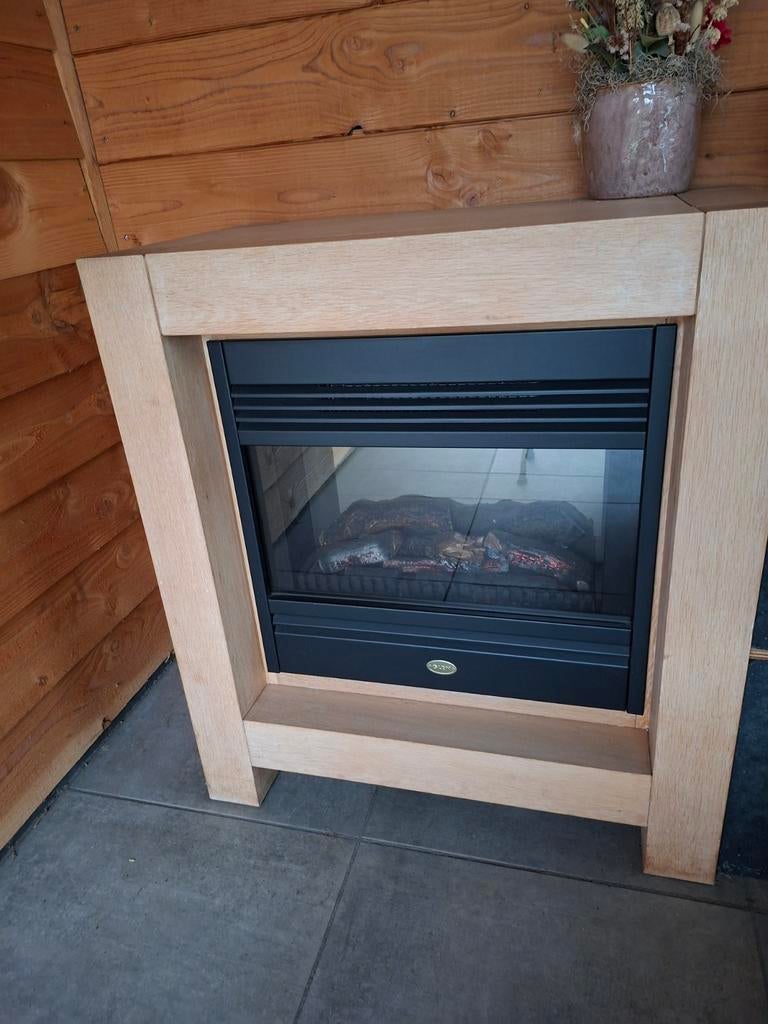 Elektrische sfeerhaard eiken hout warmte standen, Ophalen, Vrijstaande haard, Elektrische haard