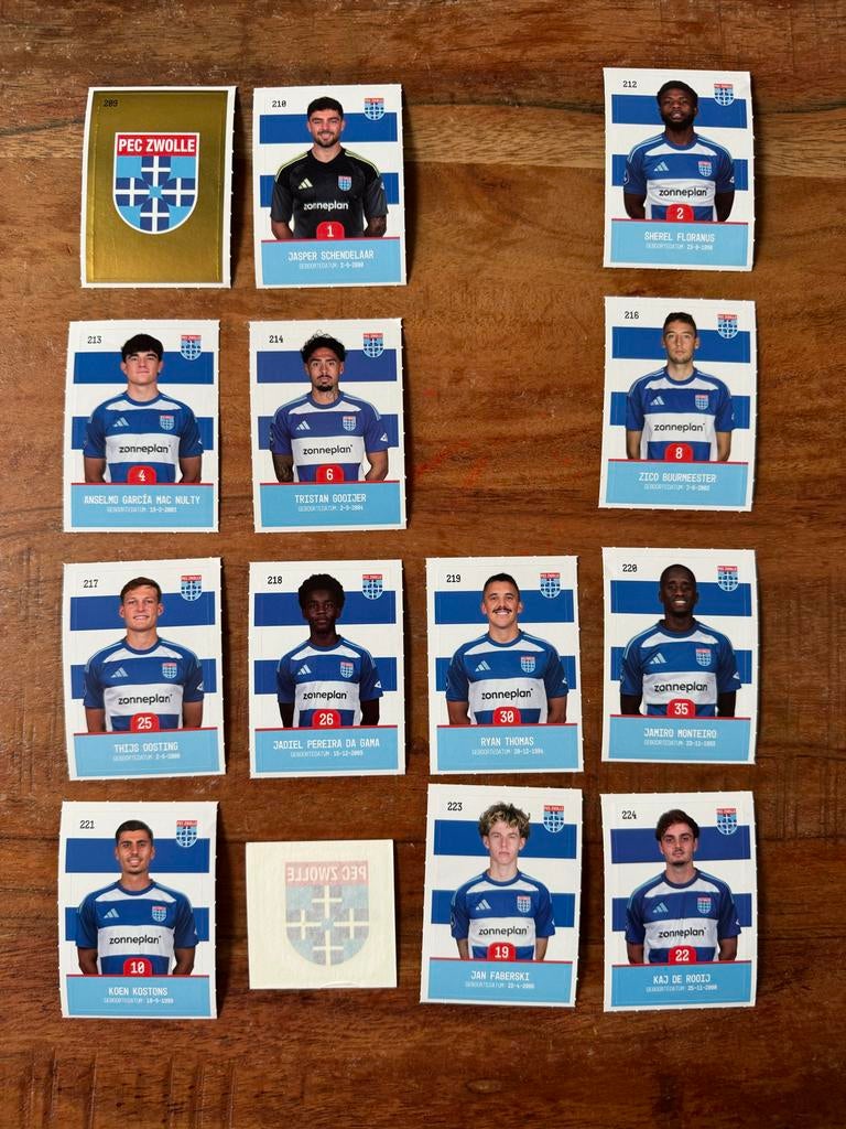 PEC Zwolle voetbalplaatjes, Ophalen of Verzenden, Gebruikt, Overige binnenlandse clubs, Poster, Plaatje of Sticker