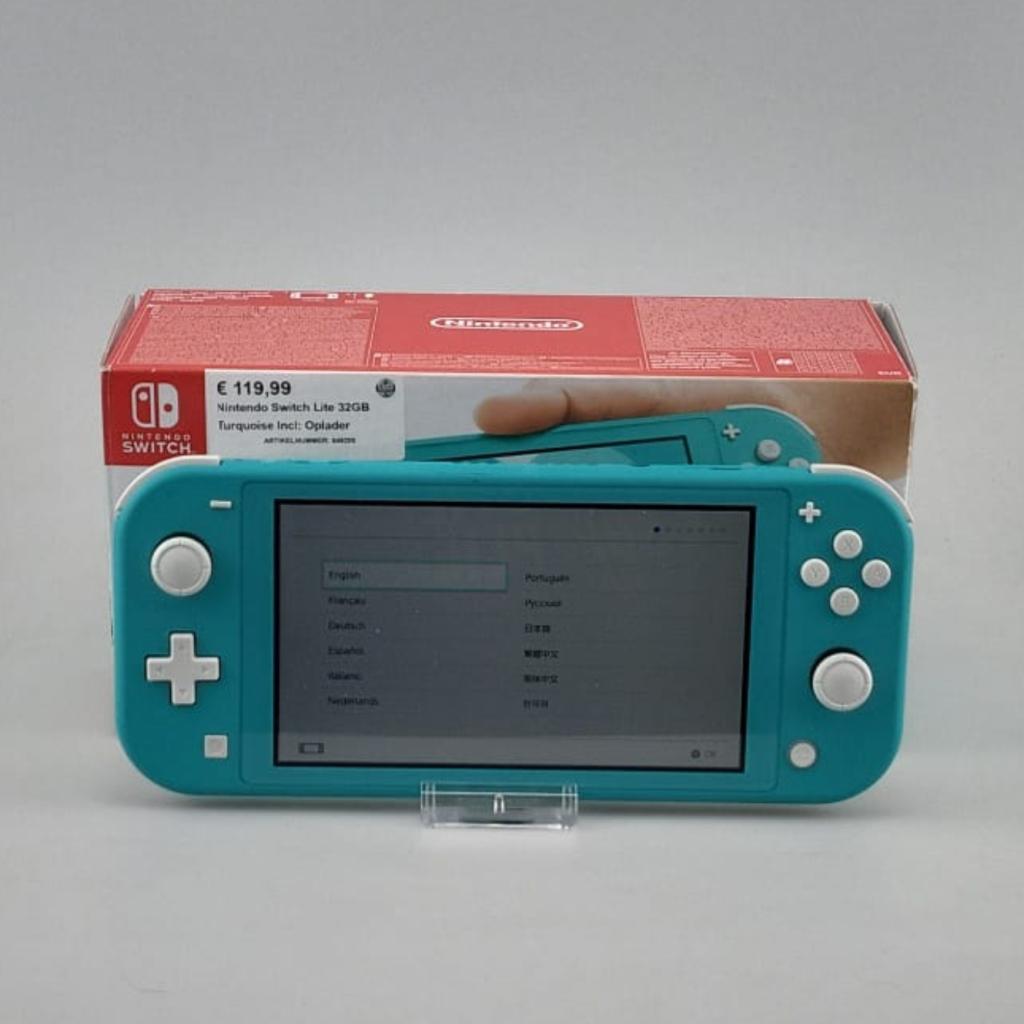 Nintendo Switch Lite 32GB Turquoise Incl: Oplader, Nintendo, Gebruikt, Support@nintendo.com, 11-1 Hokotate-cho, Kamitoba, Minami-ku
Kyoto 601-8501
Japan