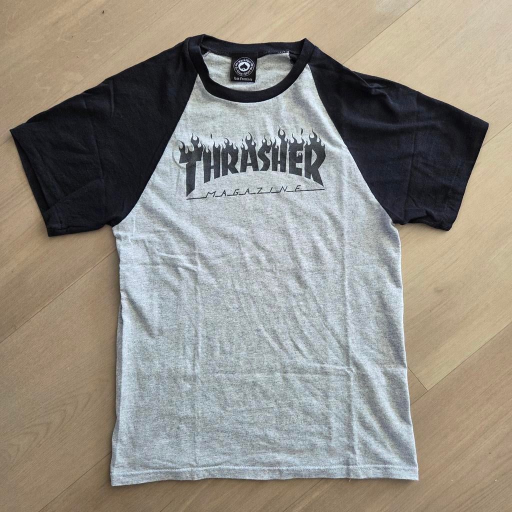 Thrasher T-shirt grijs/zwart Raglan, Ophalen of Verzenden, Zwart