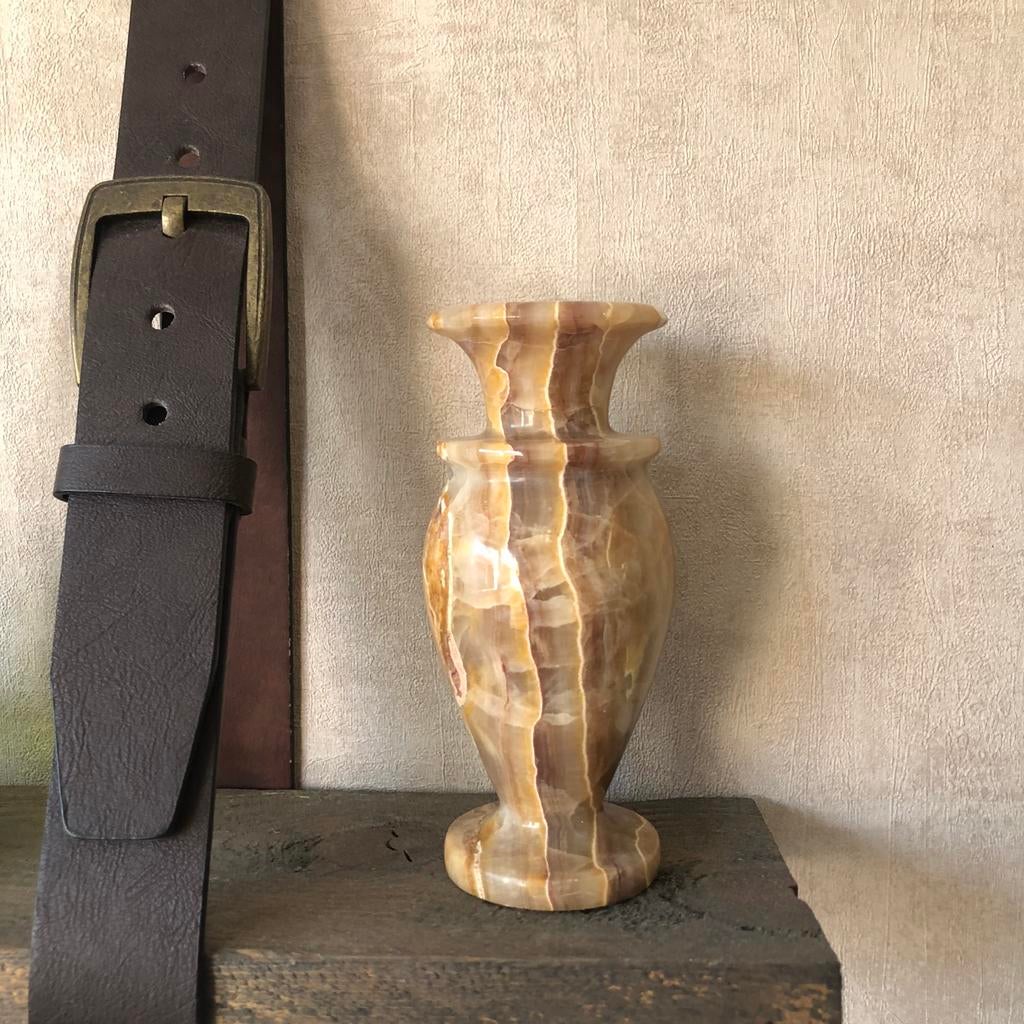 Kandelaar van steen/onyx, Ophalen of Verzenden, Zo goed als nieuw