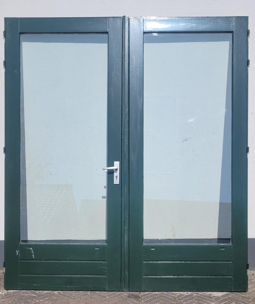 Set hardhouten openslaande tuindeuren / dubbele deuren, Ophalen, Gebruikt, 120 cm of meer, Buitendeur