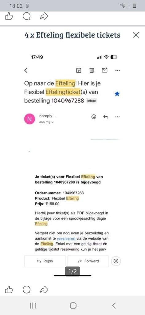 Tickets efteling, Drie personen of meer, Ticket of Toegangskaart