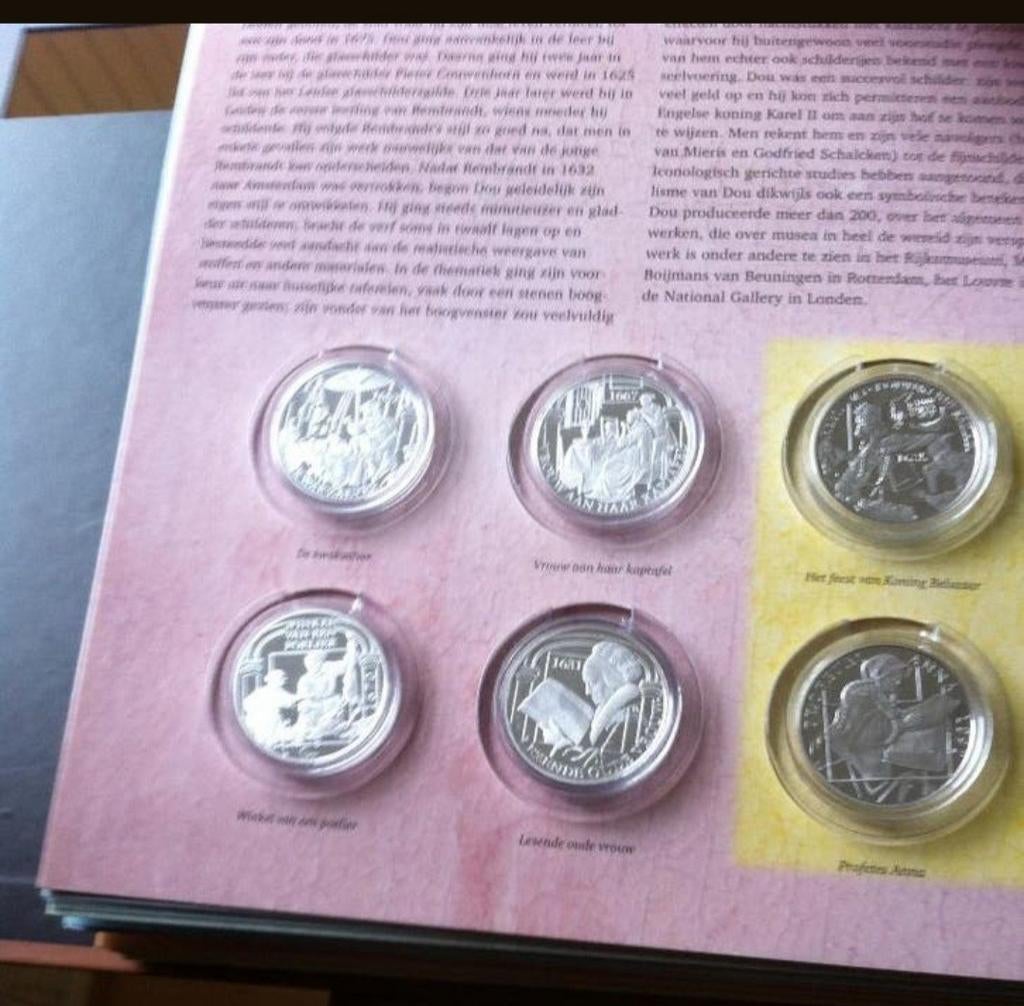 REMBRANDT VAN RIJN EN ZIJN LEERLINGEN ZILVER ZEGELS KN 27, Zilver, Overige waardes, Koningin Wilhelmina, Verzenden