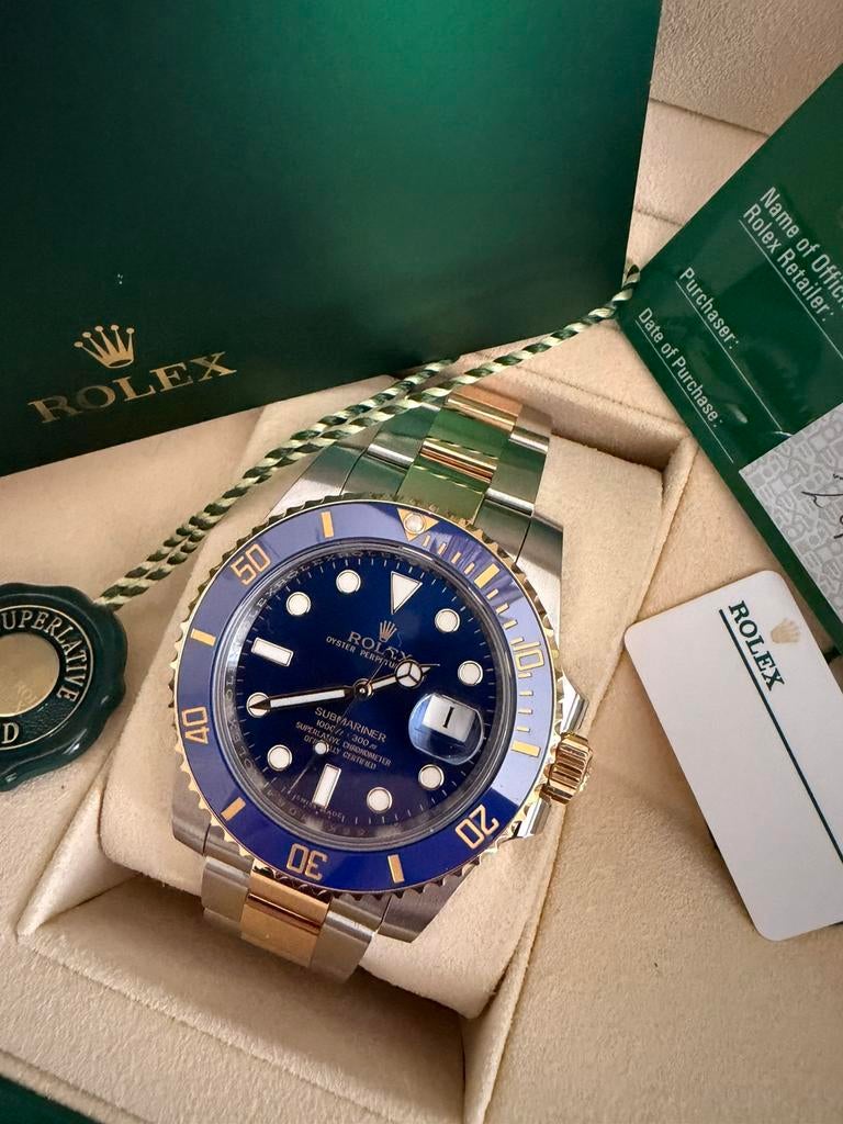 Rolex Submariner 116613LB Bluesy 40 Nederlands Fullset, Sieraden, Tassen en Uiterlijk, Horloges | Heren, Staal, Rolex, Polshorloge