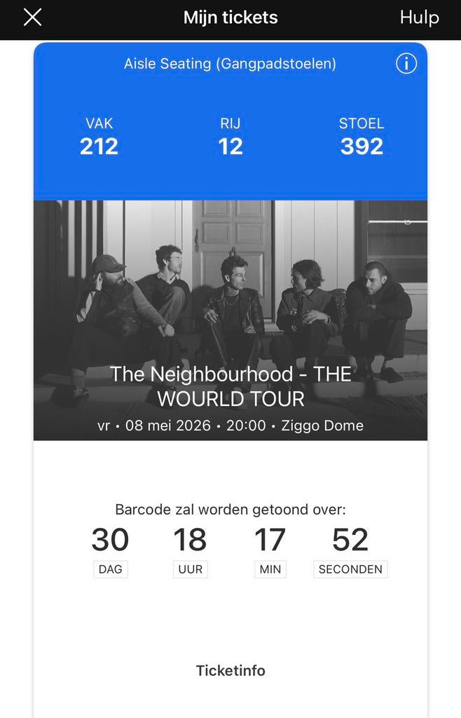 The neighbourhood 1 zit plaats, Tickets en Kaartjes, Concerten | Pop, Eén persoon, Mei