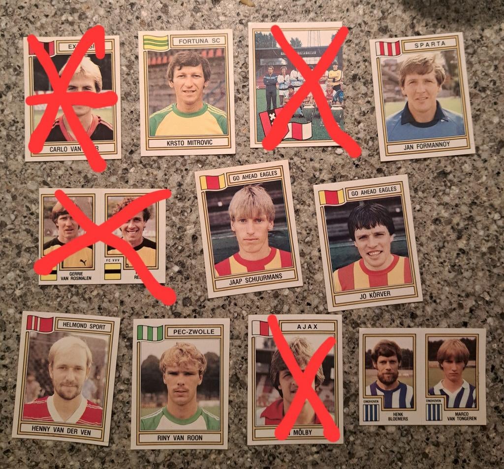 8 Panini voetbalplaatjes 1983 o.a.  Eagles Eindhoven, Ophalen of Verzenden, Zo goed als nieuw, Poster, Plaatje of Sticker
