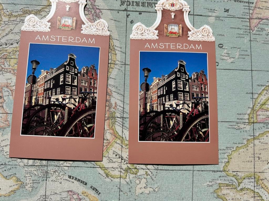 2x Kaart huisje Amsterdam fiets, Verzamelen, Ansichtkaarten | Themakaarten, Ongelopen, Ophalen of Verzenden