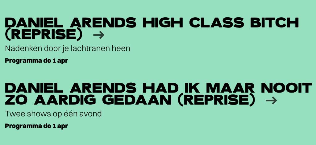 3x Kaarten Daniel Arends do 1 april 2027 - Groningen, Drie personen of meer, April