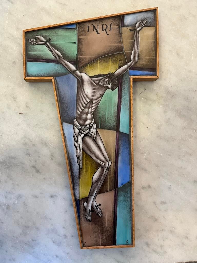 Apart gesigneerd opaline glas kruis, Ophalen of Verzenden