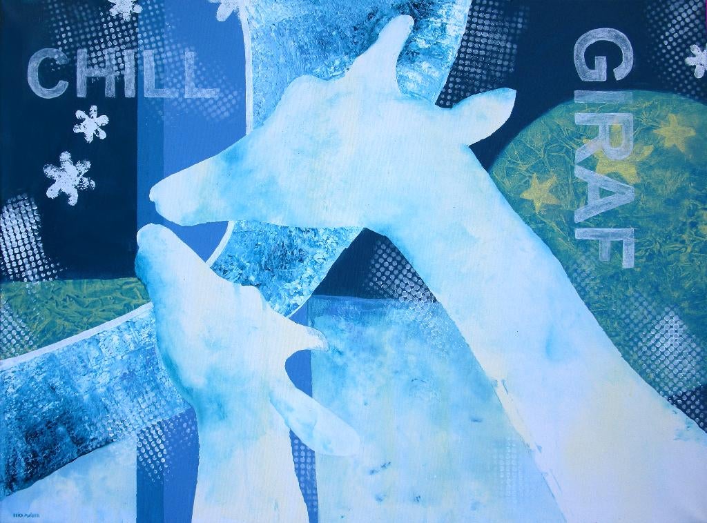 Schilderij van mooie giraffen (handgeschilderd), Antiek en Kunst, Ophalen of Verzenden