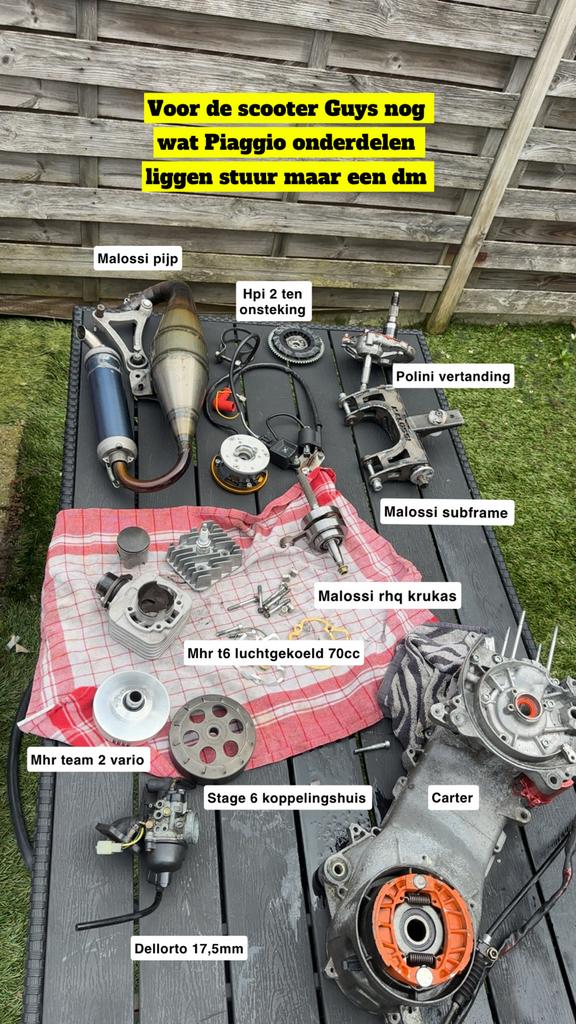 Piaggio onderdelen: Malossi, HPI, Polini, Dellorto, Stage 6, Fietsen en Brommers, Ophalen of Verzenden, Gebruikt, Overige typen
