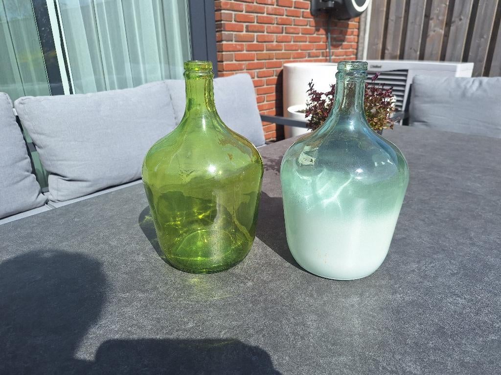 Vazen, Huis en Inrichting, Ophalen, Minder dan 50 cm, Groen, Glas