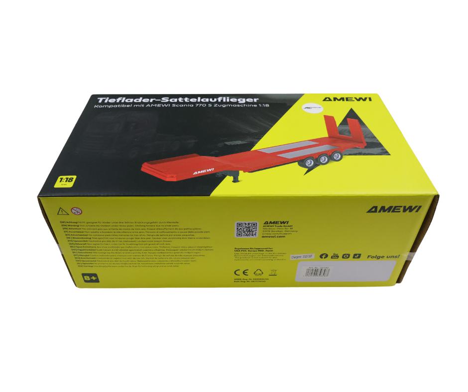 Huina Flatbed Semi-Trailer 3 Axles Scania 1:18 grijs, Hobby en Vrije tijd, Modelbouw | Radiografisch | Auto's, Ophalen of Verzenden