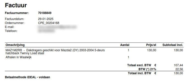 Twinny load dak drager staal 50KG mazda ford nissan, Ophalen of Verzenden, Zo goed als nieuw