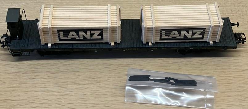 Märklin 46281 lageboordwagen met remmershuis en lading LANZ, Hobby en Vrije tijd, Modeltreinen | H0, Wisselstroom, Ophalen of Verzenden