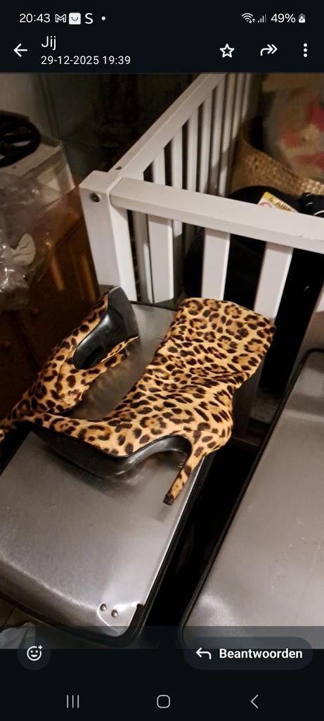 Laarsjes met luipaardprint, Ophalen of Verzenden, Zo goed als nieuw, Bruin