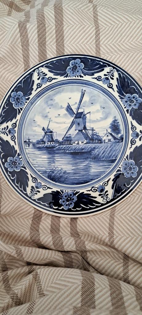 Delfts Blauw wandbord met molens, Ophalen of Verzenden