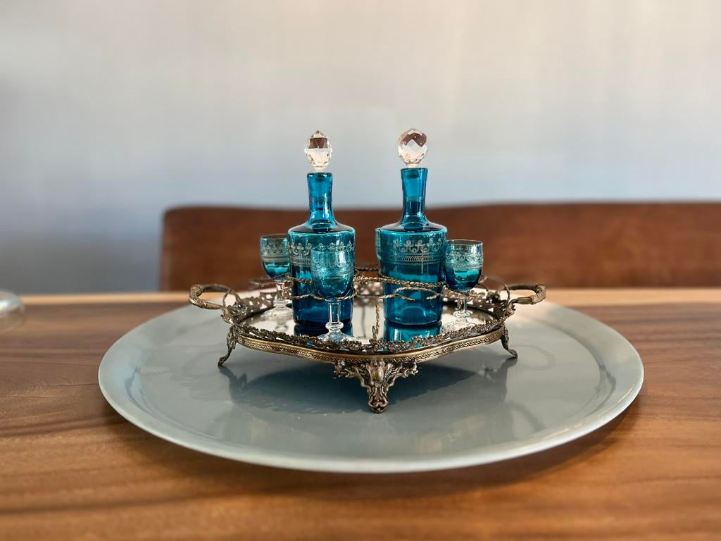 Likeurset antiek glas Napoleon III, Ophalen