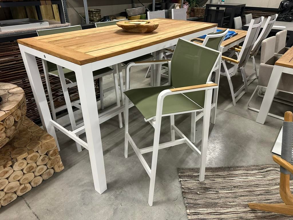 Prachtige Suns Barset Tutti – Wit Aluminium met Groen, Tuin en Terras, Tuinsets en Loungesets, Nieuw, Tuinset, Aluminium, 4 zitplaatsen