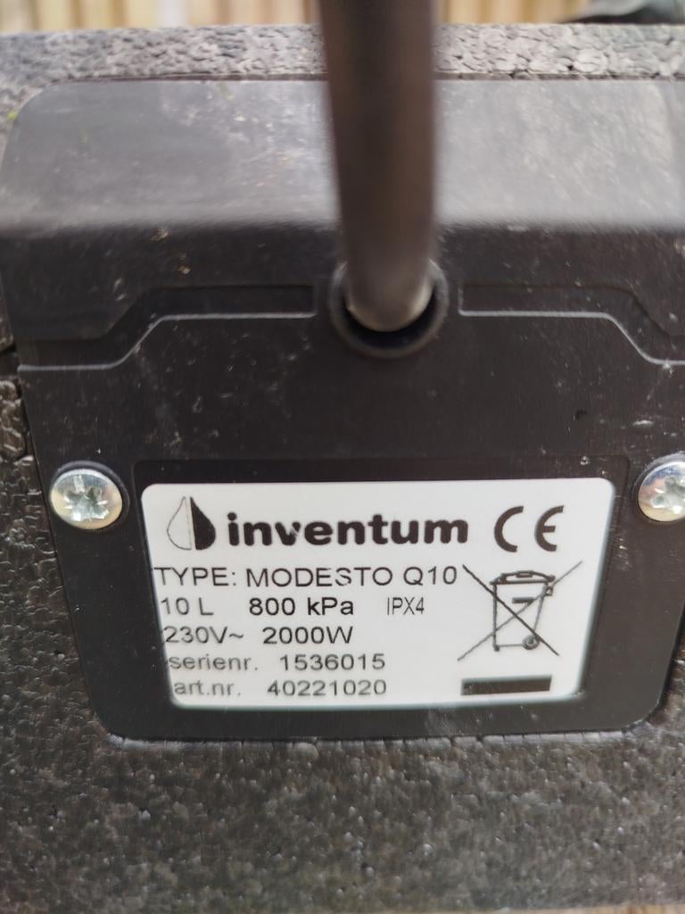 Inventum Plintboiler MODESTO Q10 - 10L, 2000W, Ophalen, Gebruikt, Boiler, Minder dan 20 liter