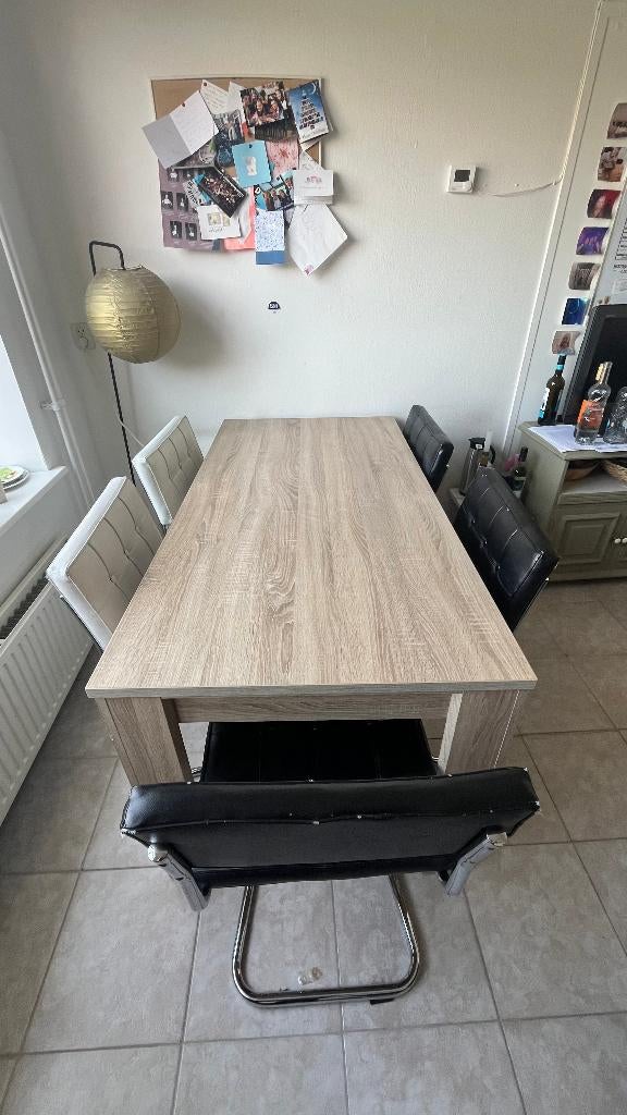 Tafel + stoelen set, Huis en Inrichting, Stoelen, Ophalen, Gebruikt, Overige kleuren, Leren stoelen
