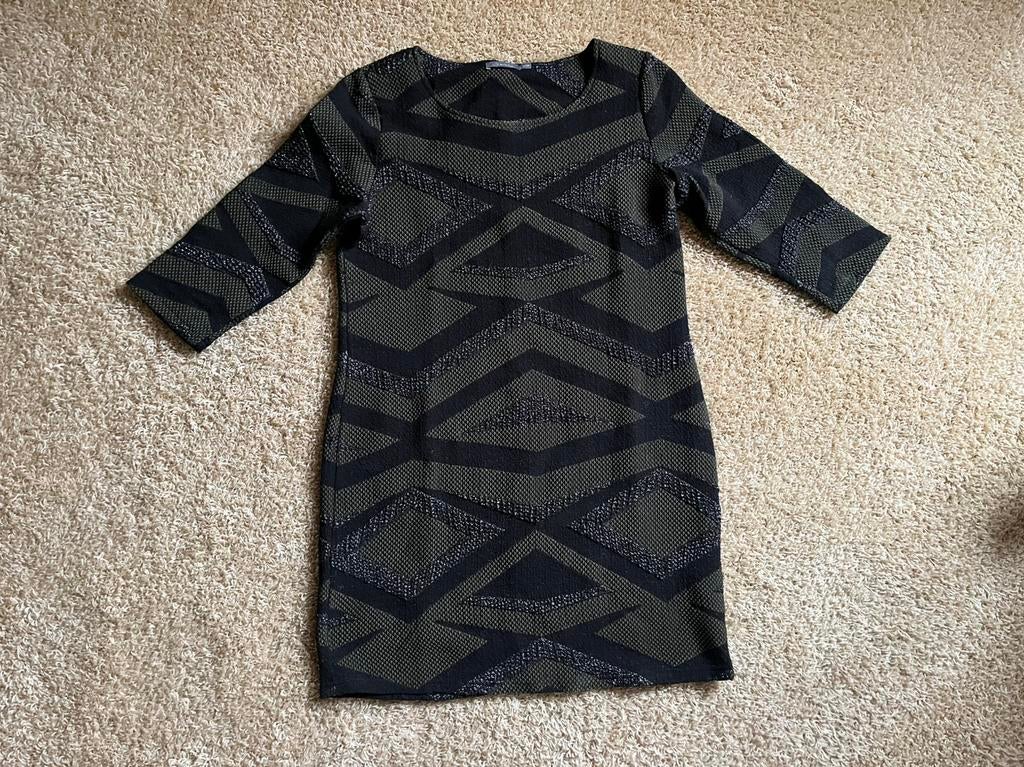 GEISHA jurk 3/4 mouw mt. L (40) groen/zwart, Kleding | Dames, Jurken, Maat 42/44 (L), Ophalen of Verzenden, Zo goed als nieuw